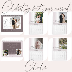 Moderne Chic-Schrift Hochzeitskalender in Rosa Kalender