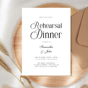 Moderne Chic-Schrift Hochzeitsprobe-Dinner Einladung