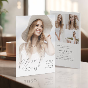 Moderne Chic-Schrift Klasse 2025 Foto-Abschluss Einladung