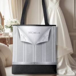 Moderne Chic Schwarz und Silber Brautjungfer Luxus Tasche