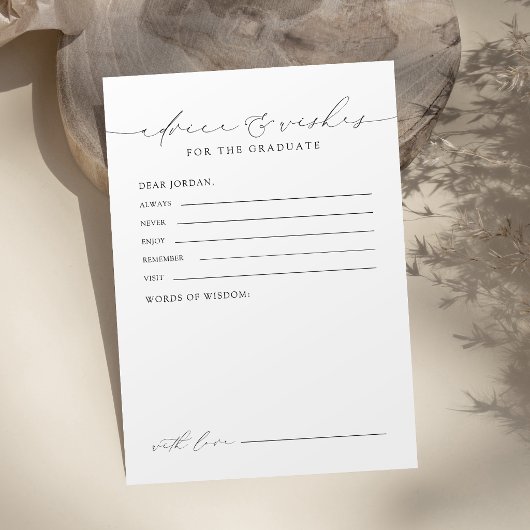 Moderne chic Script Abschlussberatung & Wünsche Hinweiskarte