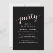 Moderne Chic Script Black & Pink Graduation Party Einladung (Rückseite)