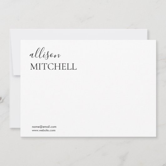 Moderne Chic Script Calligraphy Note Card Mitteilungskarte (Vorderseite)