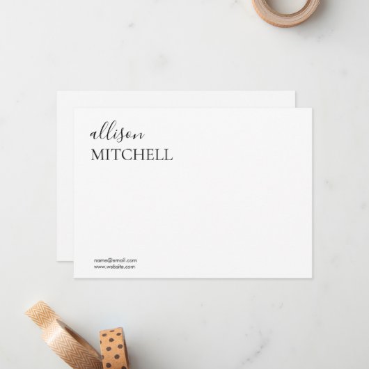 Moderne Chic Script Calligraphy Note Card Mitteilungskarte (Vorderseite/Rückseite Beispiel)