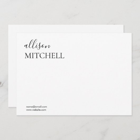 Moderne Chic Script Calligraphy Note Card Mitteilungskarte (Vorne/Hinten)