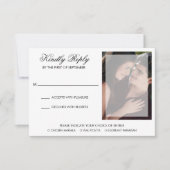 Moderne Chic Script Foto Hochzeit RSVP Karte (Vorderseite)