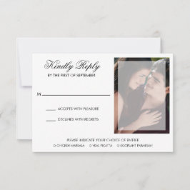 Moderne Chic Script Foto Hochzeit RSVP Karte