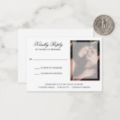 Moderne Chic Script Foto Wedding Mini RSVP Card Mitteilungskarte (Vorderseite/Rückseite Beispiel)