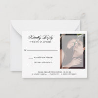 Moderne Chic Script Foto Wedding Mini RSVP Card