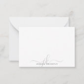 Moderne Chic Script Gray Monogram Initials Minimal Mitteilungskarte (Vorderseite)