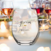 Moderne Chic Script Groom Gold Bow Krawatte Name W Weinglas Ohne Stiel