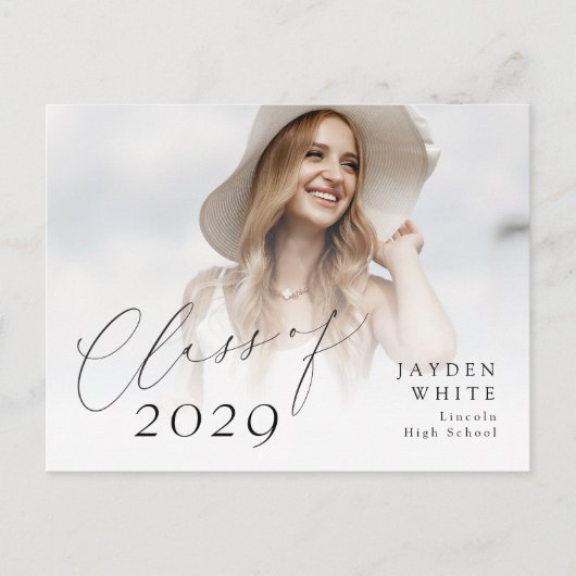 Moderne Chic Script-Klasse des 2025 Foto-Abschluss Postkarte (Vorderseite)
