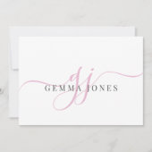 Moderne Chic Script rosa Monogram Initials minimal Mitteilungskarte (Vorderseite)