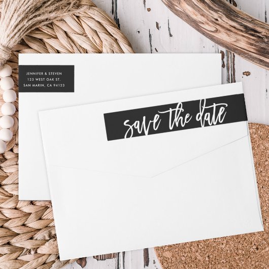 Moderne Chic Script Save the Date Rücksendeadresse