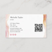 Moderne Chic Social Media QR Code Ihr Logo hier Visitenkarte (Rückseite)