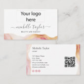 Moderne Chic Social Media QR Code Ihr Logo hier Visitenkarte (Vorne/Hinten)