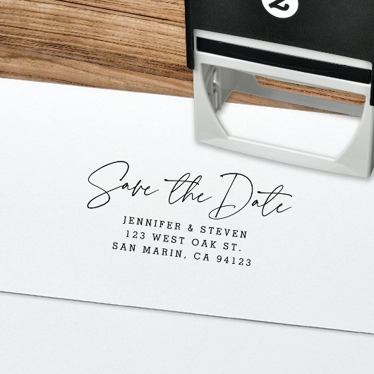 Moderne Chic Statement Save the Date Rücksendeadre Permastempel