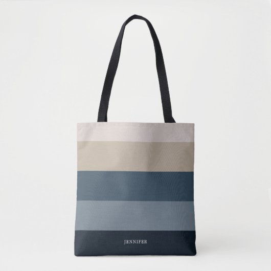 Moderne Chic Stripes mit Monogramm Tasche (Vorderseite)