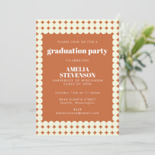 Moderne Chic Terracotta Dots Graduation Party Einladung