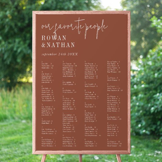 Moderne Chic Terracotta druckbare Sitzkarte Poster