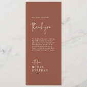 Moderne Chic Terracotta Roust Danke Tischkarten Menükarte (Vorderseite)