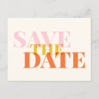 Moderne Chic Typografie Rosa Gelb Save the Date