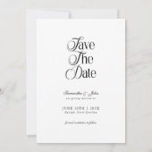 Moderne Chic-Typografie Schwarz-Weiß-Foto Save The Date (Rückseite)