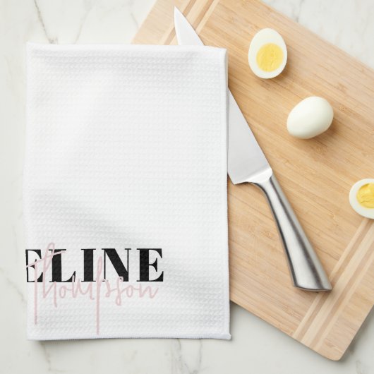 Moderne Chic Typografie Script Light Pink Feminine Geschirrtuch (Viertel Falte)