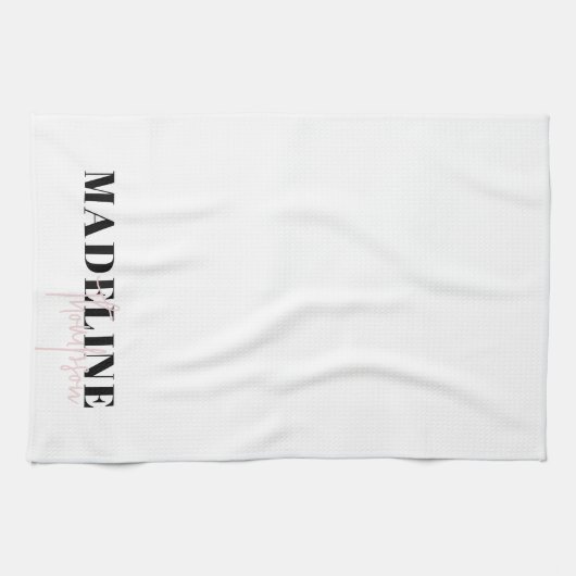 Moderne Chic Typografie Script Light Pink Feminine Geschirrtuch (Horizontal)