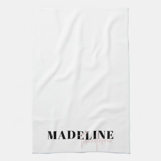 Moderne Chic Typografie Script Light Pink Feminine Geschirrtuch (Vertikal)