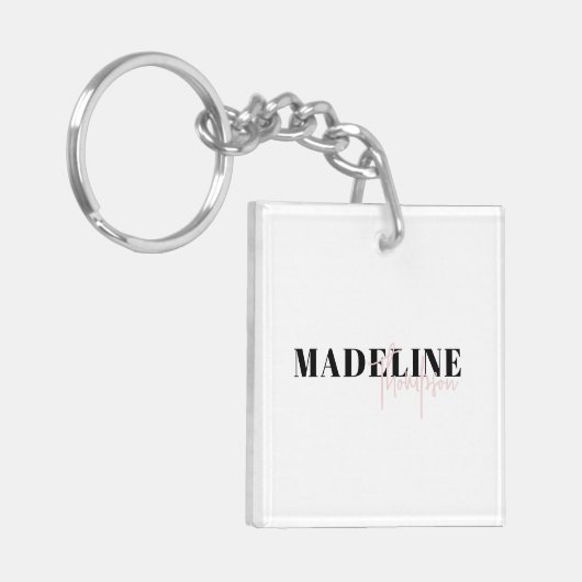 Moderne Chic Typografie Script Light Pink Feminine Schlüsselanhänger (Vorderseite links)