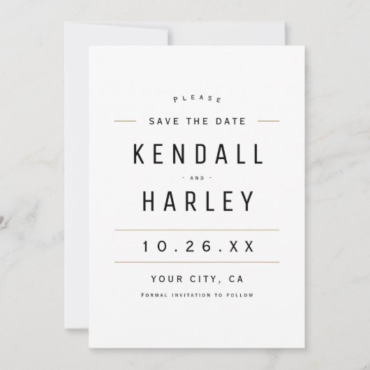 Moderne Chic Typografy Einfaches Foto Save the Dat Date (Vorderseite)