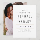 Moderne Chic Typografy Einfaches Foto Save the Dat Date (Vorne/Hinten)