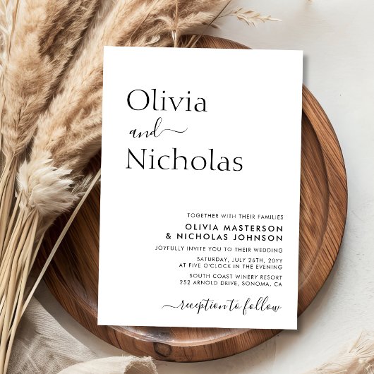 Moderne Chic Typografy Script Monogram Wedding Einladung