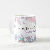 Moderne Chic Watercolor Blue Hydrangeas Floral Kaffeetasse (Vorderseite Links)
