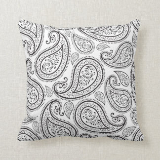 Moderne Chic White und Black Paisley Kissen