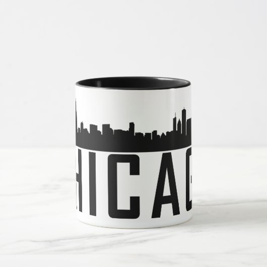 Moderne Chicago City Panorama Skyline Silhouette Tasse (Zentrum)