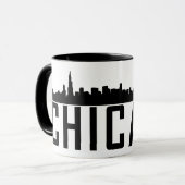 Moderne Chicago City Panorama Skyline Silhouette Tasse (Vorderseite Links)