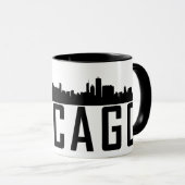 Moderne Chicago City Panorama Skyline Silhouette Tasse (VorderseiteRechts)