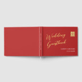 Moderne chinesische Hochzeit mit einfachem rotem G Gästebuch (Voll)