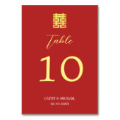 Moderne chinesische Hochzeit mit einfachem rotem G Tischnummer (Rückseite)