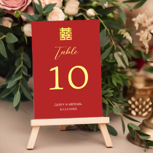 Moderne chinesische Hochzeit mit einfachem rotem G Tischnummer