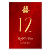 Moderne chinesische Hochzeit Tischnummer (Rückseite)