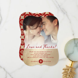 Moderne chinesische Hochzeitsstimmung - Liebe und  Dankeskarte