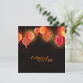 Moderne chinesische Laternen Hochzeitessen Probe Einladung (Stehend Vorderseite)