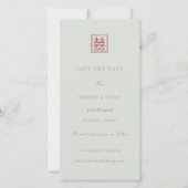 Moderne chinesische Minimalistische Hochzeit Save The Date (Vorderseite)