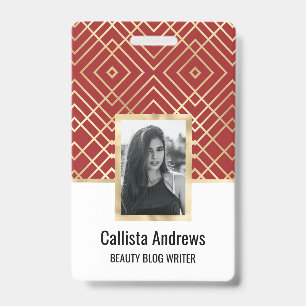 Moderne chinesische rote Art Deco geometrische Mus Ausweis