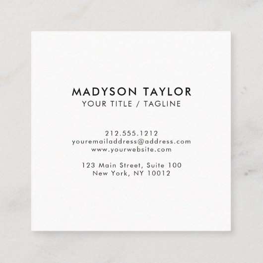 Moderne Chinoiserie Custom Typografy Quadratische Visitenkarte (Rückseite)