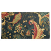 Moderne Chinoiserie Grün und Rot Kissenbezug (Vorderseite-Rechts)