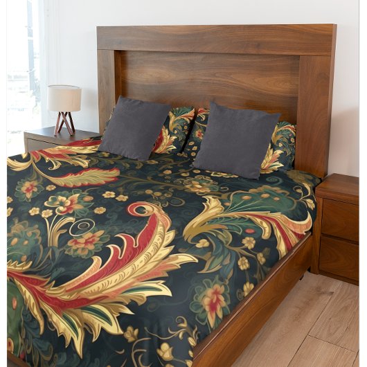 Moderne Chinoiserie Grün und Rot Kissenbezug